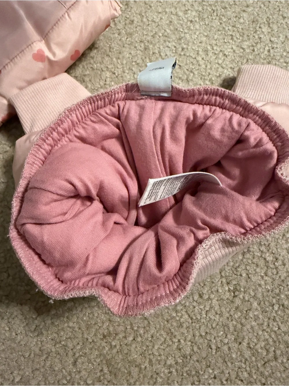 Old Navy Baby Puffer Vest Snow Pants Set Light Pink With Hearts 0-3 Months NWOT